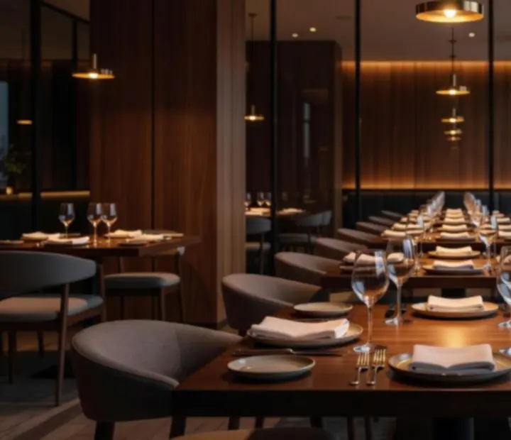 Private dining room set for an elegant event at Acean Dashgrill